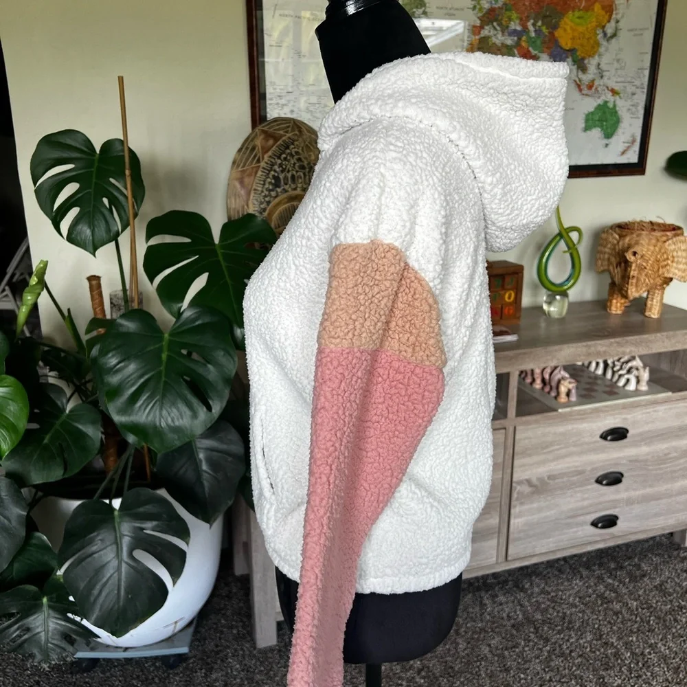 The Children's Place White and Pink Cozy Sherpa Jacket